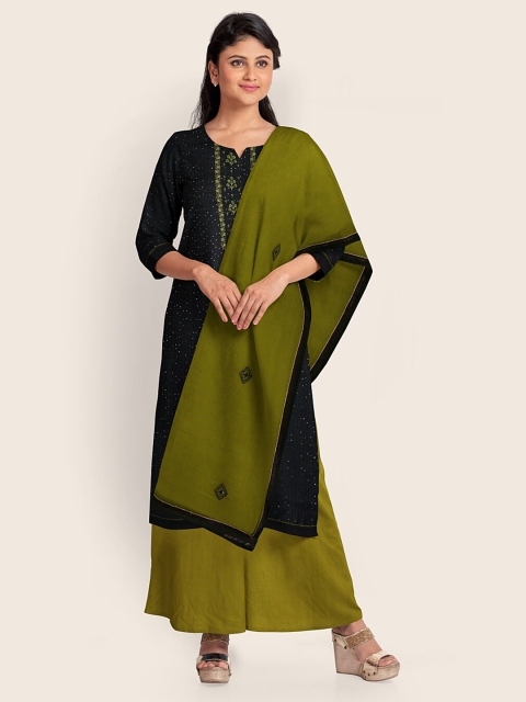 

Pothys Navy Blue & Green Printed Unstitched Dress Material