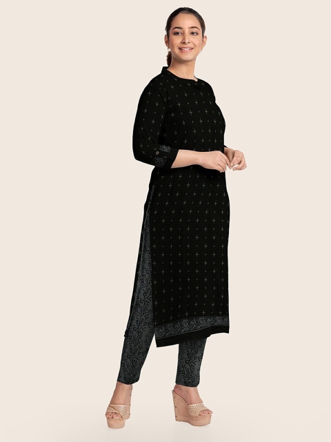 

Pothys Women Black Printed Unstitched Poly Crepe Suit Material