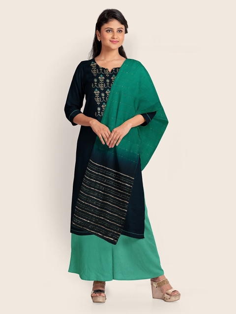

Pothys Women Blue Printed Unstitched Cotton Blend Material