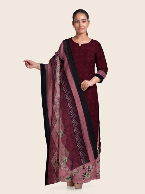 

Pothys Magenta & Pink Printed Unstitched Dress Material