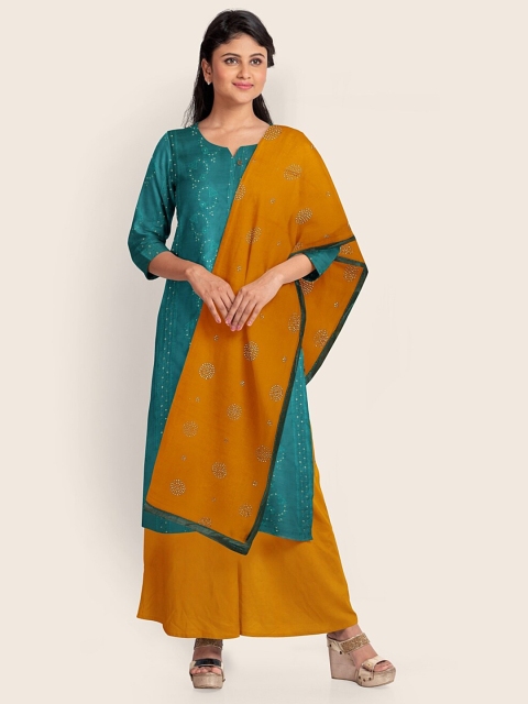 

Pothys Women Green & Yellow Unstitched Dress Material