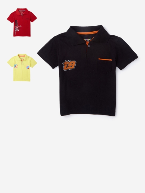 

Hopscotch Set Of 3Boys Multicoloured Printed Polo Collar T-shirt, Multi