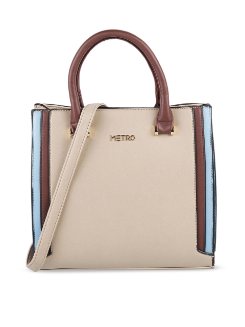 

Metro Beige PU Structured Handheld Bag with Quilted
