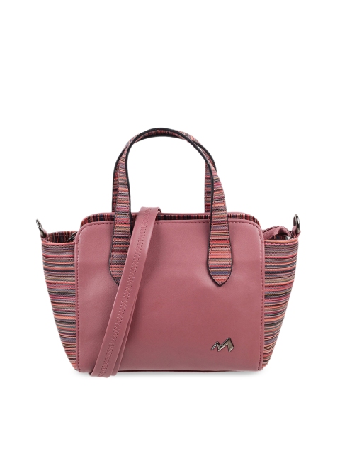

Metro Pink Solid Structured Handheld Bag with Stripe Detailing