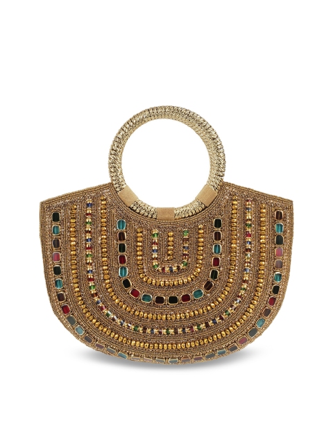 

Metro Gold-Toned Embellished Swagger Handheld Bag