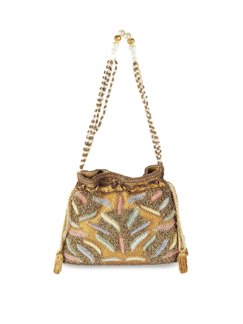 

Metro Gold-Toned Bucket Shoulder Bag with Tasselled