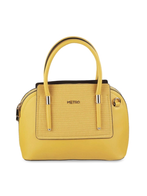 

Metro Yellow PU Structured Satchel with Quilted