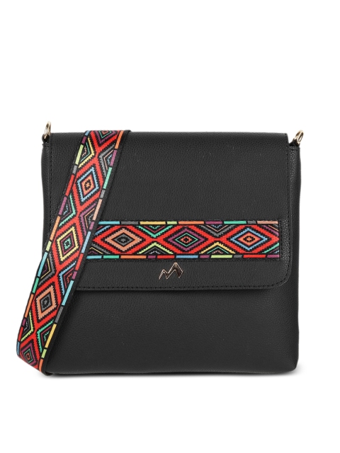 

Metro Black Geometric PU Structured Sling Bag