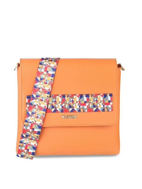 

Metro Orange Floral Printed PU Shopper Sling Bag