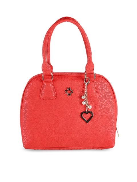 

Metro Orange Textured PU Bowling Handheld Bag with Cut Work
