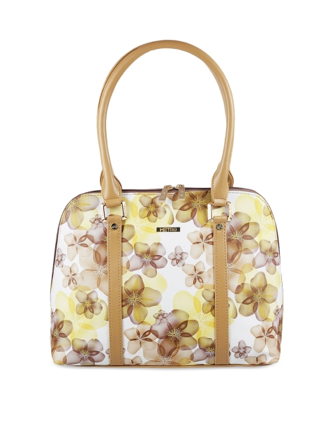 

Metro Yellow Floral Printed PU Oversized Shopper Handheld Bag with Applique