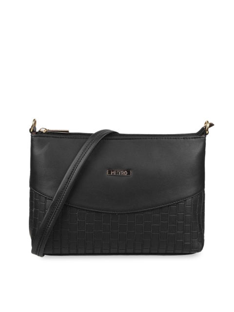 

Metro Black Textured PU Swagger Sling Bag with Fringed