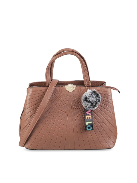 

Mochi Khaki PU Structured Handheld Bag with Applique Detail