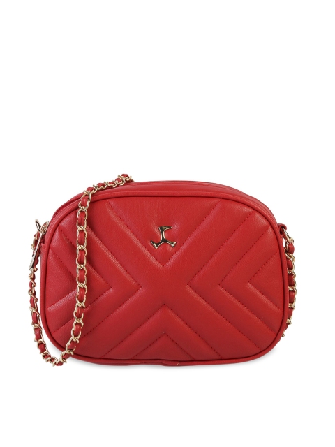 

Mochi Red Geometric Textured PU Structured Sling Bag with Quilted