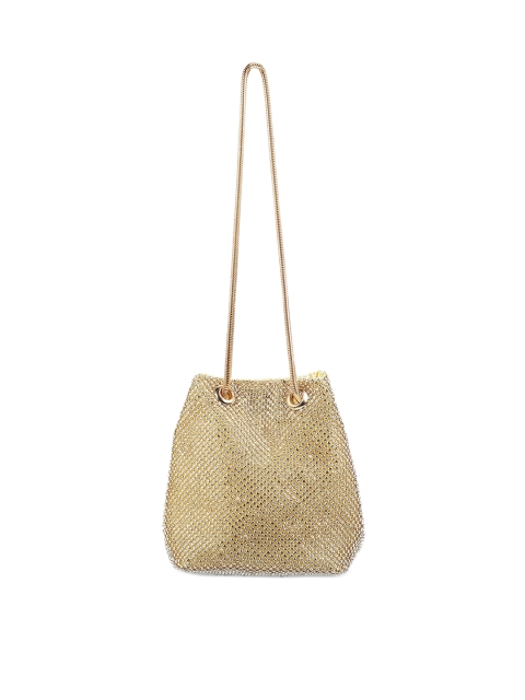 

Mochi Gold-Toned Embellished Structured Shoulder Bag with Quilted
