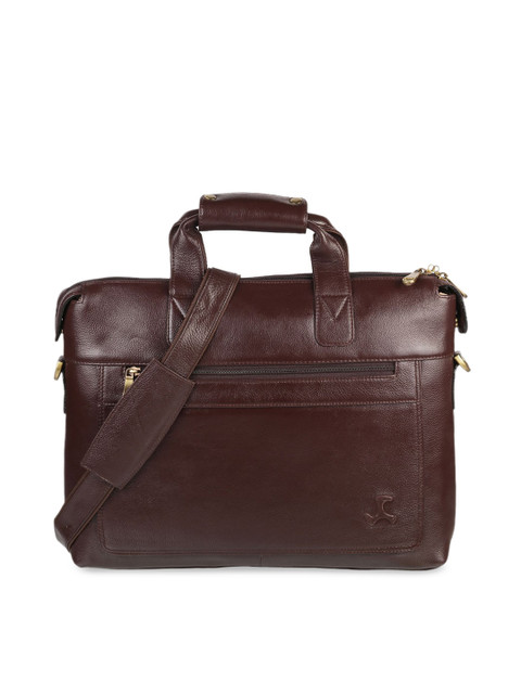 

Mochi Brown Leather Oversized Structured Handheld Bag with Cut Work