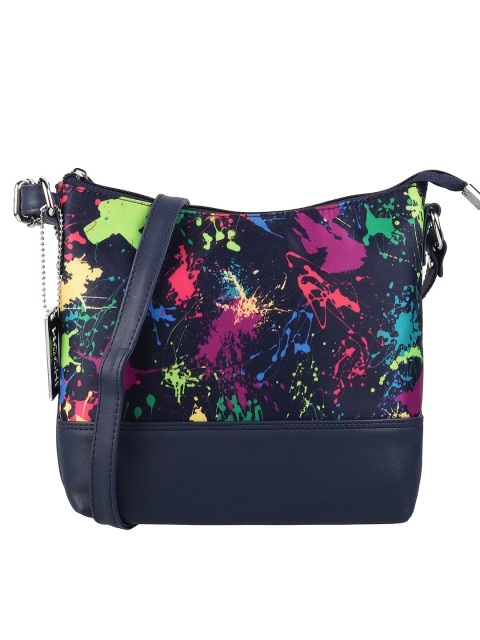 

Mochi Blue Floral Printed PU Structured Sling Bag