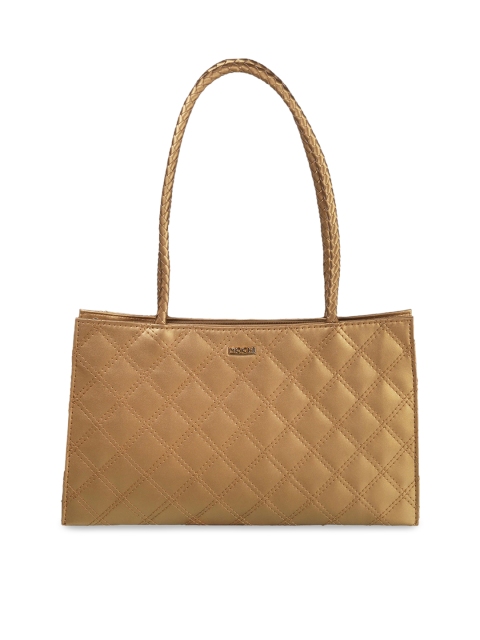 

Mochi Gold-Toned Textured Structured Shoulder Bag with Quilted