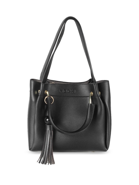 

Mochi Black PU Structured Handheld Bag with Tasselled Detail
