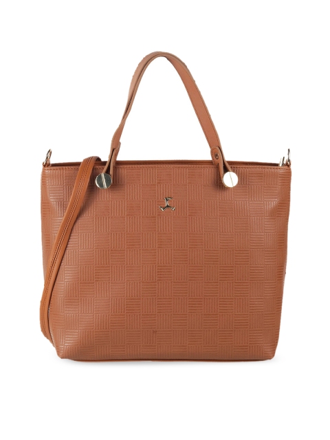 

Mochi Tan Textured PU Structured Handheld Bag with Quilted Design