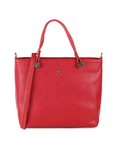 

Mochi Red Textured PU Structured Handheld Bag