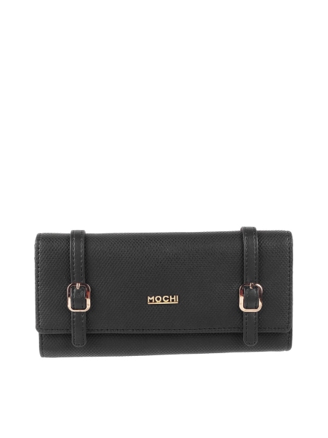 

Mochi Black Textured Envelope Clutch