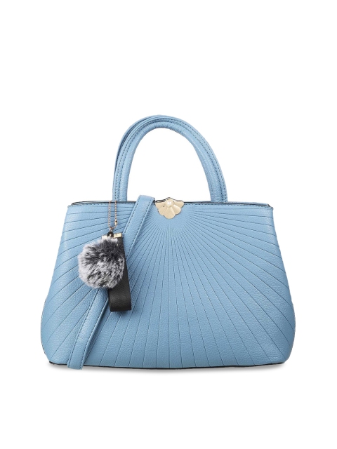 

Mochi Blue PU Structured Handheld Bag with Applique