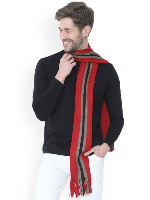 

FabSeasons Unisex Grey & Red Striped Muffler