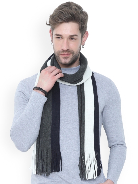 

FabSeasons Unisex Navy Blue & White Striped Muffler