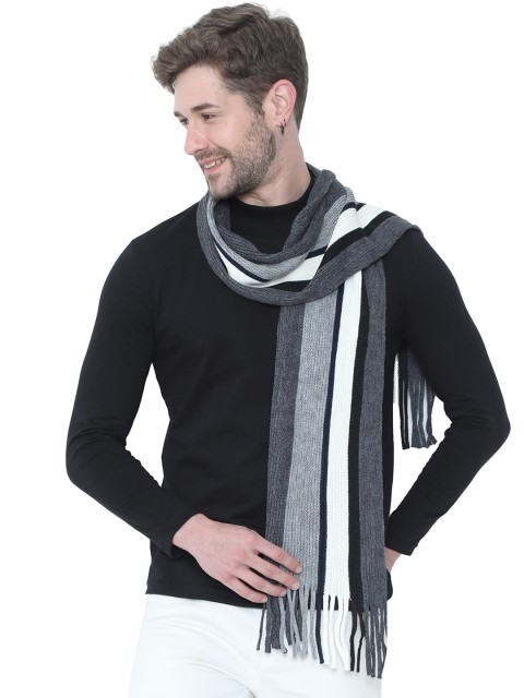 

FabSeasons Unisex Grey & White Striped Muffler