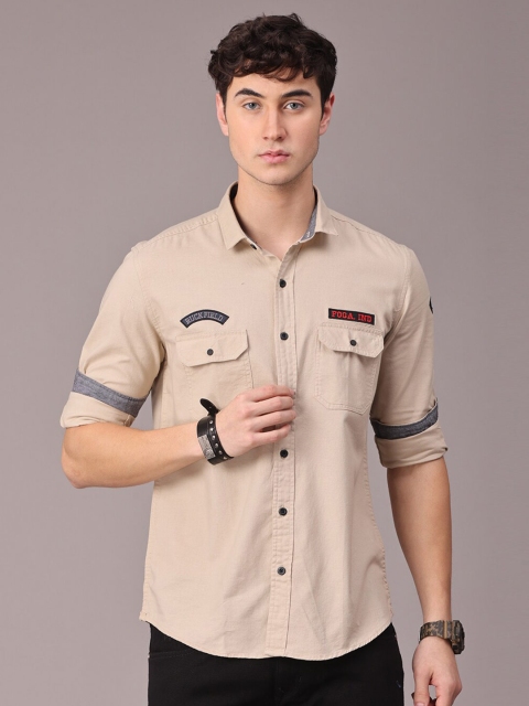 

FOGA Men Beige Slim Fit Casual Shirt