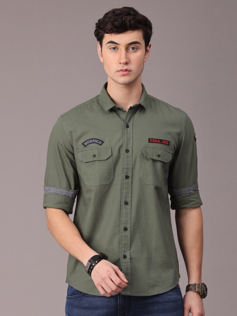 

FOGA Men Green Slim Fit Casual Shirt