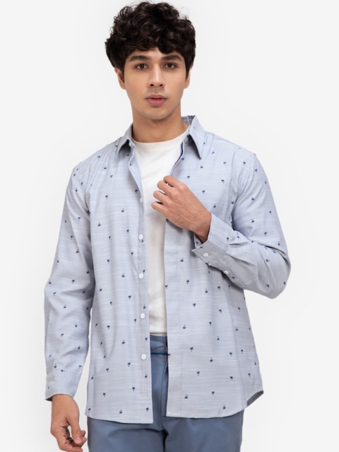 

ZALORA BASICS Men Blue Floral Printed Casual Shirt