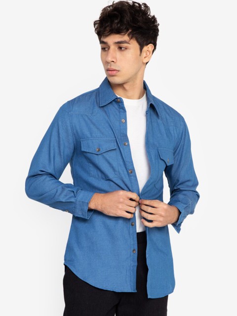 

ZALORA BASICS Men Blue Casual Shirt