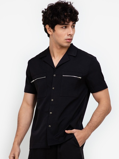 

ZALORA BASICS Men Black Zipped Pocket Casual Shirt
