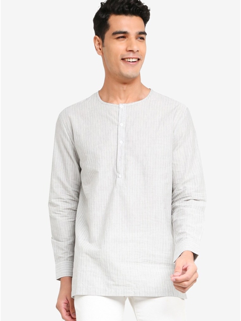 

ZALORA BASICS Men Grey Striped Casual Shirt