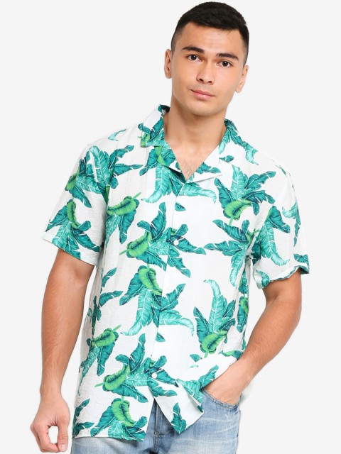 

ZALORA BASICS Men White Floral Printed Casual Shirt