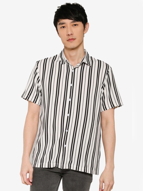 

ZALORA BASICS Men Beige Striped Casual Shirt