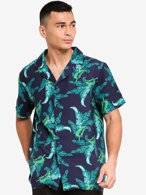 

ZALORA BASICS Men Navy Blue Floral Printed Casual Shirt
