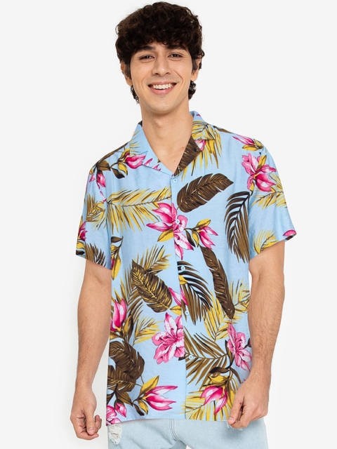 

ZALORA BASICS Men Multicoloured Tropical Printed Casual Shirt, Multi
