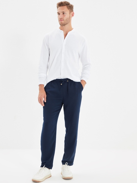 

Trendyol Men Navy Blue Straight Fit Chinos Trousers