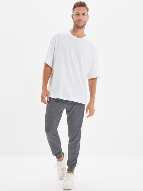 

Trendyol Men Grey & White Solid Joggers