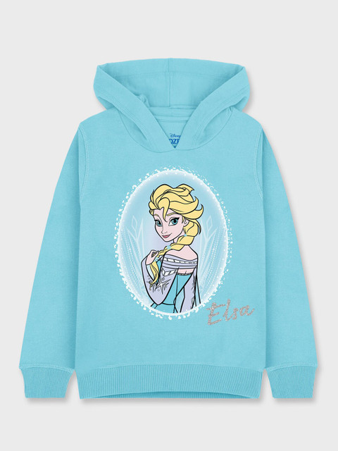 

Kids Ville Frozen Girls Blue Printed Hooded Sweatshirt
