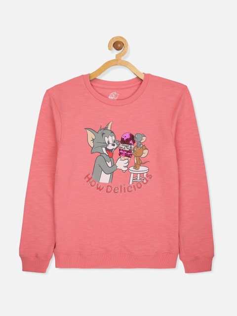

Kids Ville Tom & Jerry Girls Pink Graphical Printed Sweatshirt