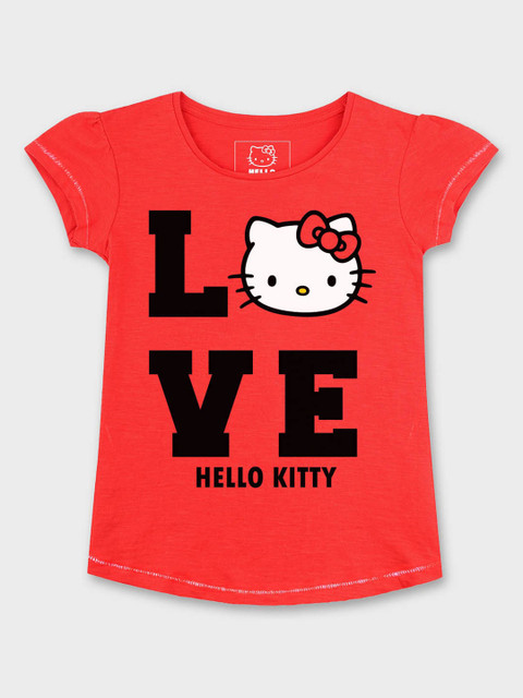 

Kids Ville Girls Red Hello Kitty Printed T-shirt