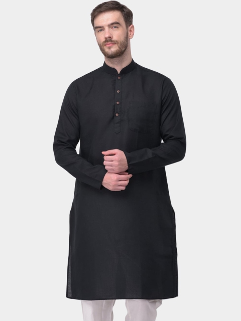 

SG LEMAN Men Black Solid Mandarin-Collar Kurta