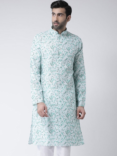 

SG LEMAN Men Green Printed Mandarin-Collar Kurta