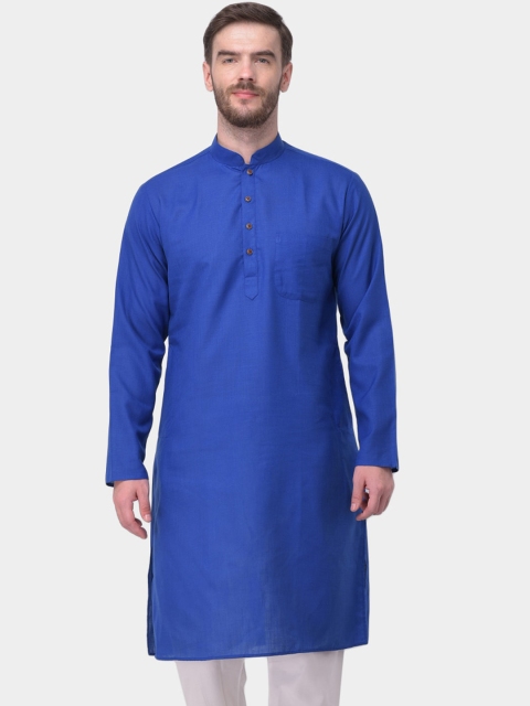 

SG LEMAN Men Blue Solid Regular Kurta