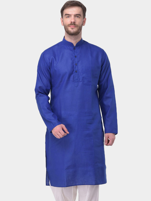 

SG LEMAN Men Blue Solid Regular Kurta