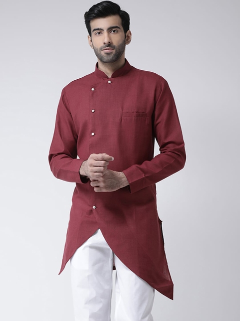 

SG LEMAN Men Maroon Solid Mandarin-Collar Kurta